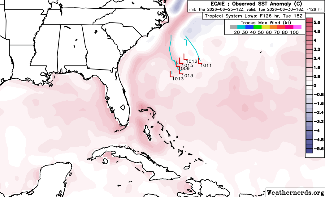 Euro AI Ensemble forecast for potential tropical development in Late June