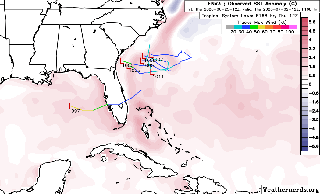 Google AI forecast for possible tropical development in early July